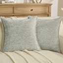 FUTEI Pack of 2 Solid Chenille Throw Pillow Covers 18x18 Inch Soft Grainy Textured Decorative Cushion Cases Modern Farmhouse Accent for Couch Bed Living Room, Dusty Blue