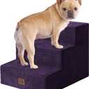 EHEYCIGA Dog Stairs for Small Dogs 13.5" H, 3-Step Dog Steps for Couch Sofa and Chair, Pet Steps for Medium Cats, Non-Slip Balanced Pet Ramp Indoor, Purple