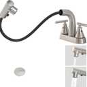 FRANSITON Bathroom Faucets with Pull Out Sprayer, 4 Inch Brushed Nickel Bathroom Faucet 3 Hole, 2 Handle Pull Down Sprayer Bathroom Sink Faucet with 360 Swivel Spout, Metal Pop-Up Drain,