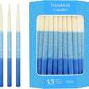 The Dreidel Company Dripless Deluxe Tapered Pastel, Blue and White Decorations, 1-Hour Burn Time Hanukkah Menorah Candles for All 8 Nights of Chanukah