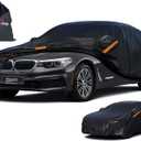 Kayme 7 Layers Heavy Duty Car Cover Waterproof All Weather, Full Exterior Cover Outdoor Snow Sun Uv Protection with Zipper for Automobiles, Universal Fit for Sedan (194-208 inch)
