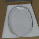 famiware Serving Platter, Oval 15.59/14.3/12.9 inch Serving Dishes for Entertaining, Serving Bowls, Microwave Safe, Stonware Serving Trays for Party, Turkey, Cheese, Ocean Series, Cappuccino White