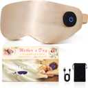 Heated Eye Mask for Dry Eyes  Cordless Warm Eye Compress, 100% Mulberry Silk Sleep Mask with Graphene Heating, 3 Heat Levels and Auto Shut-Off, Rechargeable & Washable