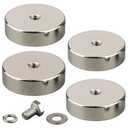 MUTUACTOR 4PCS Strong Neodymium Pot Magnet,92lbs Heavy Duty Magnets with 1/4 Female Thread,Powerful Rare Earth Magnets Removable Mounting Base for LED Lighting Solar Panels Tools Brackets