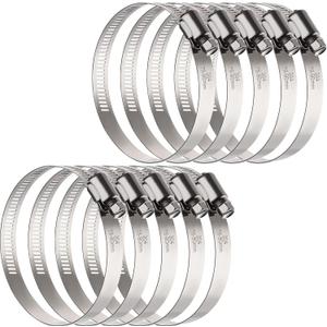 OURU Large Hose Clamps, 10 Pack 3 Inch Stainless Steel Hose Clamps Adjustable from 2-15/16"-3-1/2"/75-90mm, Metal Worm Gear Duct Clamp for Air Ducting, Dryer Vent Hose, Fuel Line, Automotive