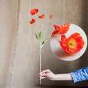 DUYONE Artificial Flowers 6 Stems Poppy Silk Bouquet,for Wedding, Home, Party Decoration,Table Centerpiece Arrangement(Dark Orange)