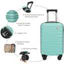 Luggage Set 3 Piece Luggage Set ABS hardshell Spinner Wheels Luggage Carry on Suitcase with Weekender bag & Toiletry bagMint Green, 20