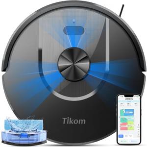 Tikom Robot Vacuum and Mop Combo, 6000Pa Automatic Robotic Vacuum Cleaner, Smart Mapping, 150 Min Max, Ideal for Pet Hair, Hardfloors, Carpets, Home(L8000 Pro)