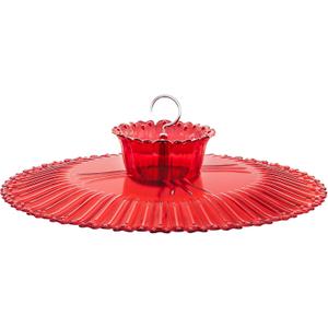 iBorn Hummingbird Feeders Sun Baffle, Ant Proof Moat Shade Cover Combo, for Hanging Bird Feeder for Outdoors Rain Guard, Red, 10.6inch