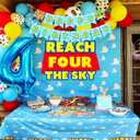 LaVenty Reach Four the Sky Birthday Decorations Cartoon Story Birthday Party Decorations 4th Bday Balloon Garland Arch Backdrop for Boy
