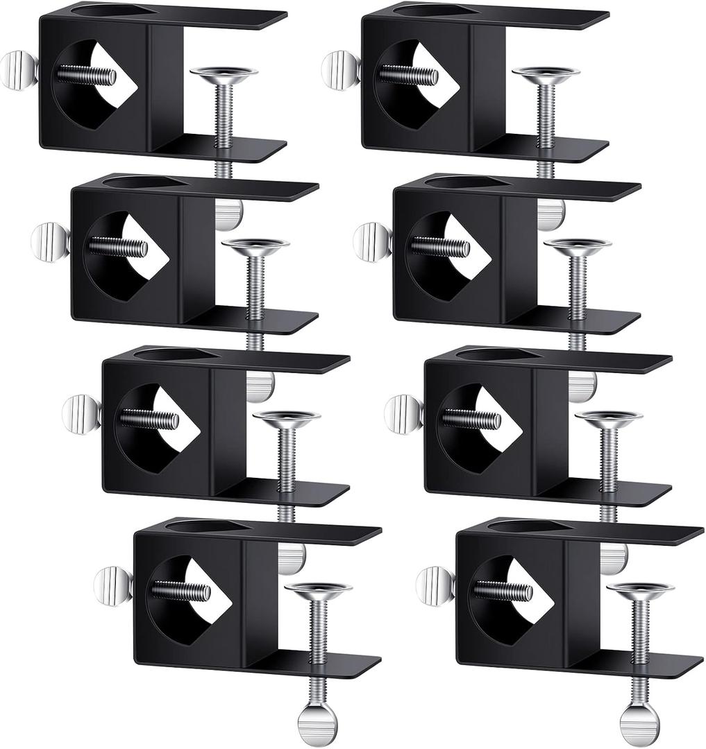 Dunzy 8 Pack Metal Black Deck Clamp for Torches, Porch Rail Clamp, Universal Pole Mount Bracket, Deck Pole Holder for Solar Panel, Outdoor Torch Mount Holder for Railings Posts, Rail Accessory