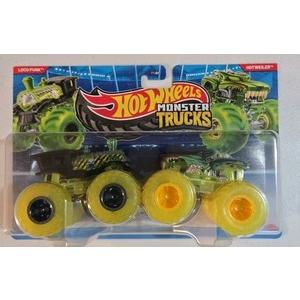 Hot Wheels Monster Trucks 2-Pack, Demolition Doubles Set of 2 Toy Vehicles in 1:64 Scale, for Kids & Collectors
