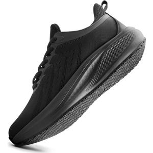 Slip Resistant Work Shoes for Men, Black Zapatos de Trabajo para Hombres, Non Slip Comfortable Lightweight Food Service Chef Sneakers in Kitchen Restaurant, Medium or Wide, US 6.5-14 (Black-lace Up)