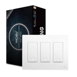 MoesGo 2nd Generation WiFi Smart Light Switch, 3 Way Smart Wall Switch 2.4GHz WiFi, Neutral Wire Required, Smart Life APP Remote Control, Work with Alexa/Google Home, No hub Required White 3 Gang