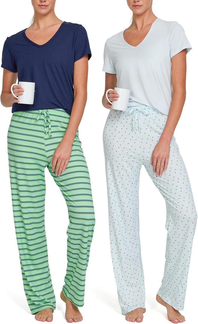 Ultra Performance 2 Pack Womens PJ Pajama Sets PJs Pajamas Pants Set's Ladies Soft Lounge Pjs Pajamas For Women Set (XXL)