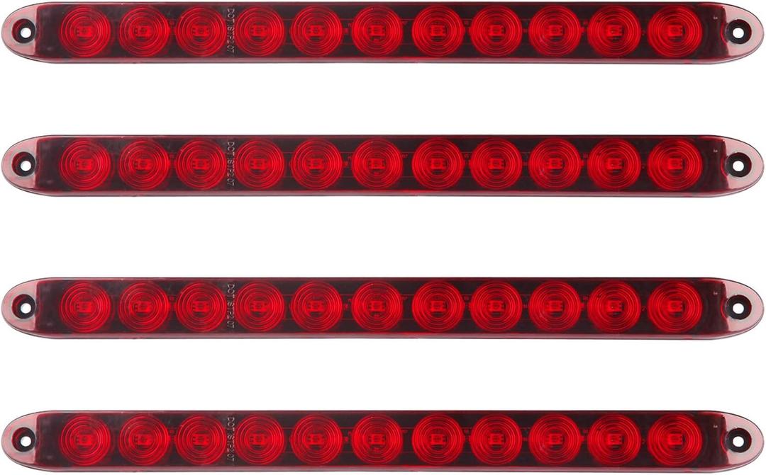 Konrali 4Pcs 16 Inch Red 11 LED Trailer Tail Lights Bar Sealed Trailer Truck Car Stop Turn Tail Third 3rd Center Stop Brake Lights Bar Trailer Left Right Turn Signal Lights Bar IP67 Submersible