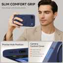 Compatible with iPhone Air Case with Stand, Full Camera Protection Slim Liquid Silicone Phone Cases for iPhone 17 Air Compatible with MagSafe Magnetic Ring Kickstand Case 6.5", Dark Blue