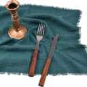 Fall Thanksgiving Rustic Cloth Napkins 16.5x16.5 Inches Handmade Cotton Linen Napkins with Fringe Boho Washable Dinner Napkins in Bulk for Wedding Party Table Decor Set of 10 Emerald Green