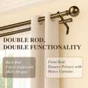 Brass Double Curtain Rods, Heavy Duty Decorative Drapery Rod 36-72 Inches, Telescoping Drapery Rod with Twisted Cage Finials