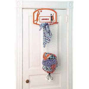 Etna Over the Door Basketball Laundry Hamper - Space Saving Hanging Hamper with Metal Ring, Backboard, Drawstring Bag - Fun Laundry Solution for Kids Room, Dorm Rooms, Dunk Away Dirty Laundry (Orange)