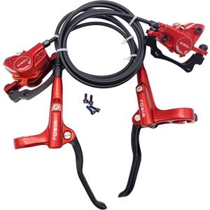 Mountain Bike Hydraulic Disc Brake Set, Front & Rear MechanicalDisc Brake Kit Fit Bicycle MTB XC Trail, e-Bike, Fat Bike, Upgrade kit (Red - Right Front & Left Back)