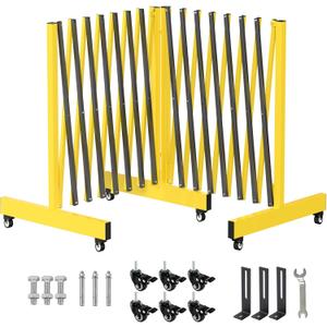 16.8FT Industrial Metal Expandable BarricadeRetractable Traffic Fence with Casters, 270 Degrees Folding Security Gate, Portable Barricade Gate for Construction Area, Traffic Control, Cordon (Yellow)