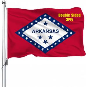 Arkansas Flag 3x5 Outdoor Double Sided - Heavy Duty Polyester State of Arkansas Flags for Outside 4 Rows Hemming AR Flag with 2 Brass Grommets