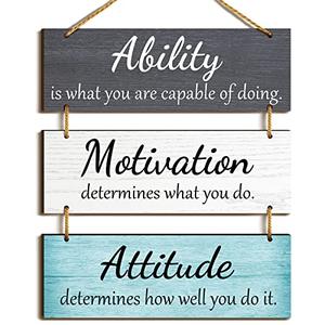Jetec Office Wall Decor Inspirational Motivational Plaques with Sayings Rustic Wooden Hangings Ability Sign for Coworker Home Valentines Day Gift Office Artwork Decoration(Fresh Color)