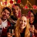 COCIDE 16Pcs Pom Pom Headbands Party Headbands Tinsel Wrapped Ponytails Headbopper Headwear for Birthday Festival (Red)