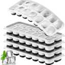 Ice Cube Tray 5 Pack, Stackable Silicone Ice Cube Trays with Lid Easy Release Reusable Ice Tray, BPA-Free Rectangular Ice Cube Mold Set for Cocktails, Coffee, Whiskey & Drinks, Black