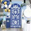6ft Blue Mexican Fiesta Arch Cover Baby Shower Backdrop,2-Sided Round Top Chiara Backdrop Arch Covers for Mexican Wedding Birthday Bridal Shower Party Decoration
