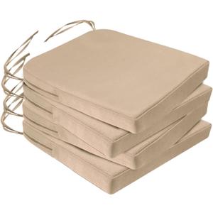 Homcomoda Outdoor Chair Cushions Set of 4 Waterproof Patio Chair Cushions 17 x 16x 2 Inch Fading Resistant Outdoor Sofa Cushions Replacement with Removable Cover (Beige)