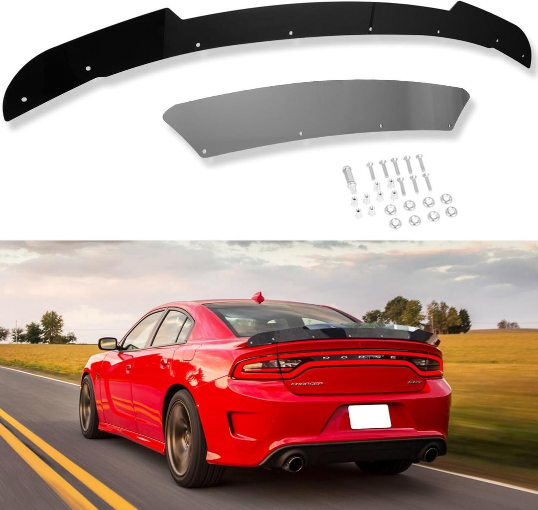 Bonbo Venom V1 Rear Wickerbill Spoiler for Dodge Charger 2015-2024 SRT ScatPack Hellcat Daytona, Add-on Type 2-Piece Rear Wicker Bill Spoiler with RivNut Tool (Gloss Black)