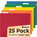 SUNEE Hanging File Folders Assorted Colors, 25 Pack File Folders Letter Size with 1/5-cut Tabs, Stay Organized for Your Home and Office Bulk File and Documents