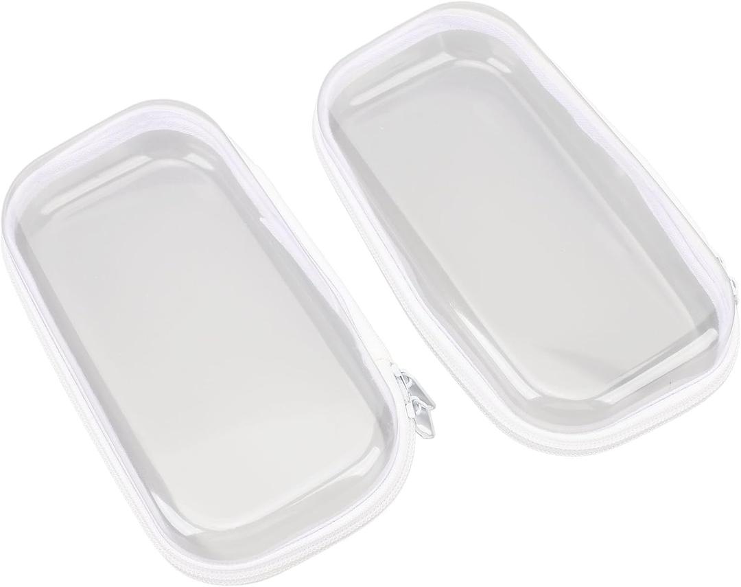 2 Pack Makeup Cosmetic Bag, Clear Hard Shell Zipper Case Secure Zipper Closure, Stackable Versatile Storage Containers Organizer Bin for Organizing Cosmetics, Toys, Chargers