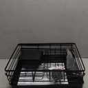 Dish Drying Rack - Extendable Dish Rack, Large Sink Drying Dish Drainer for Kitchen Counter, Stainless Steel Dish Strainer with Utensil Holder (Black)