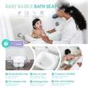 Regalo Baby Basics Baby Bath Seat with Suction Cups, Sit-Up Bath Support for Infants, Secure Baby Bath Chair for Bathtub, Easy Clean with Drain Holes, Fits Standard Tubs, White