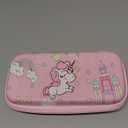 Pink Unicorn Carrying Case Compatible with Nintendo Switch Lite with Crystal Glitter Soft Protective Case Cover+Screen Protector+Stickers, Hard Storage Case Accessories Kit for Girls Birthday Gift