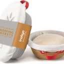 Banneton Bread Proofing Basket Set, 10" Oval & 9" Round Cotton Rope Proofing Baskets with Liners & Covers, Sourdough Bread Baking Supplies