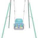 Multifunctional Toddler Swing, Foldable Baby Swing Outdoor & Indoor Use, Easily Installable and Storable (Blue)
