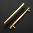 Ravinte 10 Pack Brass 10 Inch Hole Center Champagne Gold Handles Square Cabinet Hardware Stainless Steel Pulls for Kitchen Cupboard Drawers 12-5/8 Inch Overall Length