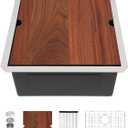 Sarlai 21 Undermount Kitchen Sink - 21"x19" Undermount Bar Sink Ledge Workstation Single Bowl 16 Gauge Stainless Steel RV Bar Prep Small Kitchen Sinks Basin, 21"x19"x10"
