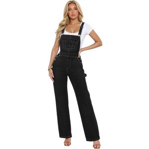 Hybrid & Company Womens Super Comfy Stretch Denim jumpsuit Pants Overalls (Small, Pvj156998-black)