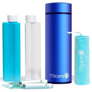 Insulin Cooler Travel Case by Tilcare - 60H Reusable Pen Freezer Bottle - Standard TSA Approved Hard Shell Medication Cooling Case - Emergency 12H Bottle - Holds up to 2 Diabetic Pens, Medical Vials