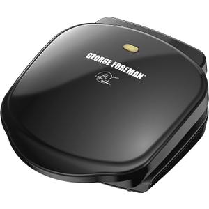 George Foreman GR10B 2-Serving Mini Grill & Panini Press, Compact 7.3 x 5.6 Cooking Surface,12 Servings, Dorms & Small Kitchens