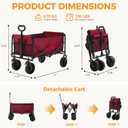 NEWBULIG Collapsible Wagon Cart, 330lbs Capacity, Red | 102L Lightweight Portable, Heavy Duty, Detachable Brake Wheels, Adjustable Handle for Beach Sports Camping Shopping Yard