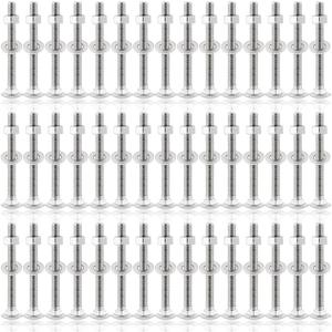 Zonon 50 Sets 1/4-20 x 2-1/2" Stainless Steel Carriage Bolts and Nuts Kit Round Head Square Neck Carriage Bolts Screws and Hex Nuts and Flat Washers, Stainless 18-8 Full Thread Coverage (Silver)