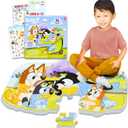 Bluey Foam Puzzle Mat Set  Bundle with 16 Pc Foam Floor Puzzle for Kids Plus Stickers, More | Bluey Jigsaw Puzzles for Kids, Boys, Girls