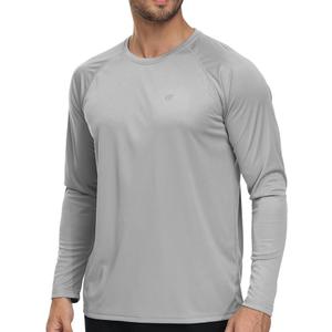 Rash Guard Long Sleeve Shirts for Men - UPF 50+ UV Sun Protection SPF T-Shirts - Quick Dry Rashguard Swim Water Shirt, Size 2XL, 2-light Grey