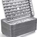 25Pcs Broiler Pans for BBQ Grill, 9.2 x 13.5 Grill Pan Liners with Ribbed Surface, Disposable Aluminum Foil Trays for Oven with Hole